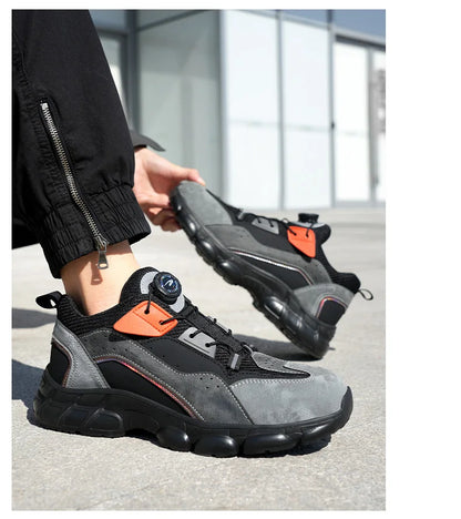 Rotating Buttons Boots Breathable Work Sneakers Men Safety Shoes Puncture-Proof Indestructible Shoes Non-slip
