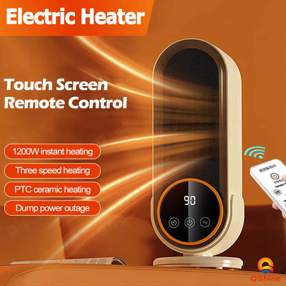 Fan Heater Portable 1200W Touch Screen With Remote Control and Timing