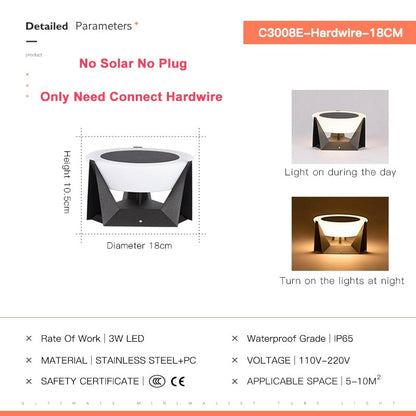 Outdoor Solar Lights Garden Light Column Lamps Waterproof Fence Gate Cap Light