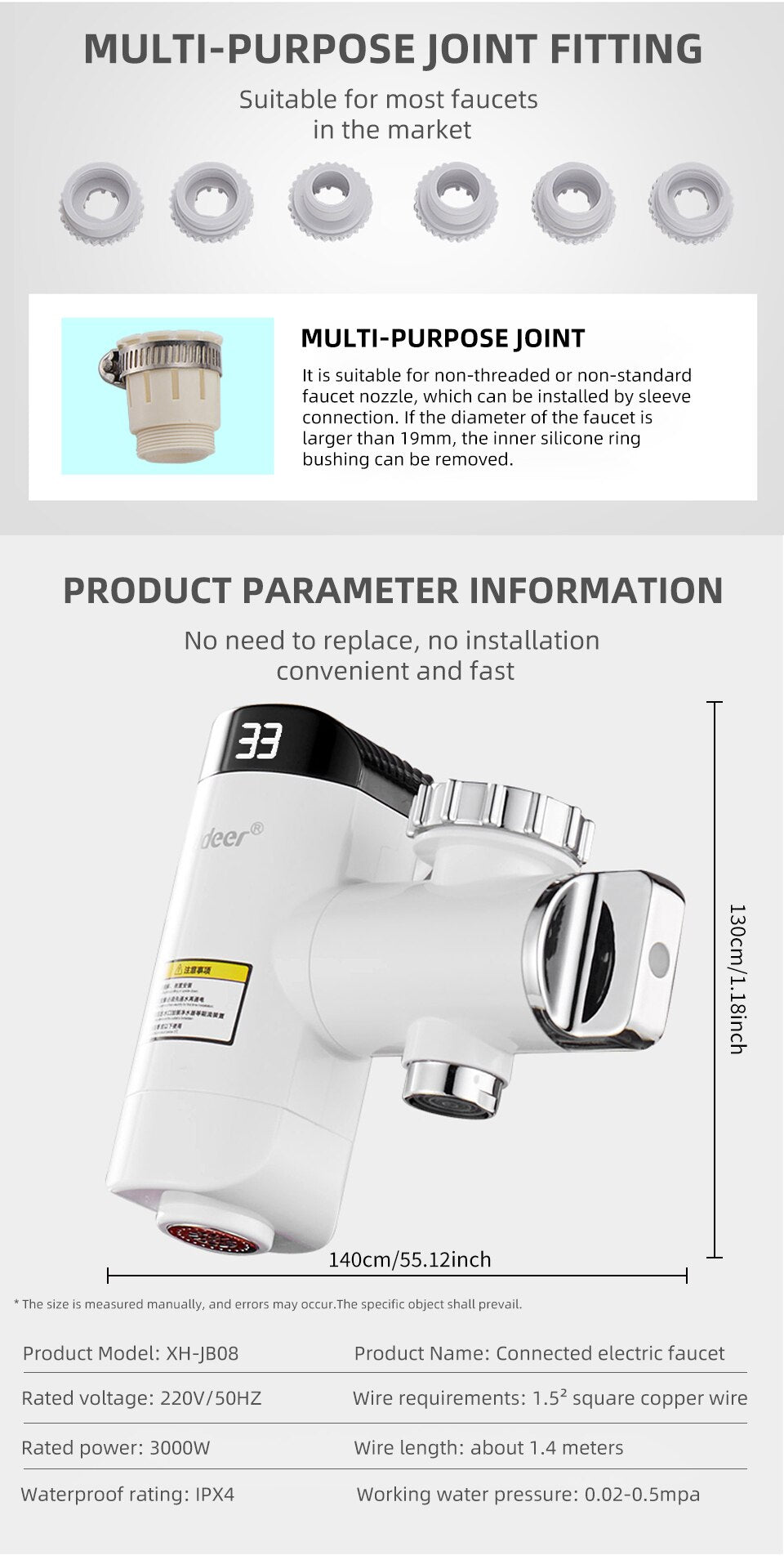 Instant Electric Hot Water Faucet Adapter