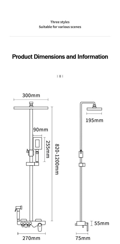 Thermostatic Digital Display Rain Shower Faucet Bidet Faucet Spout Faucet Bathroom Faucet Set