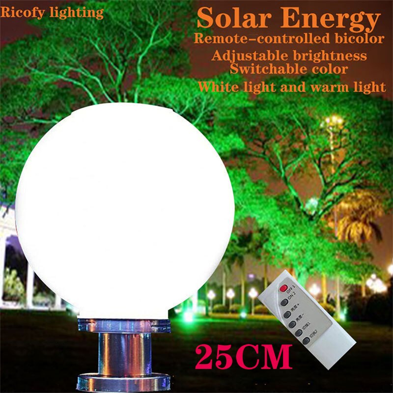 LED Round Ball Stainless Steel Solar Powered Lamp Outdoor IP65 Waterproof