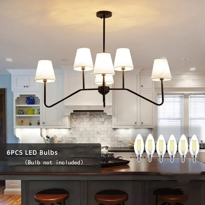 French Linen Shades Modern Chandelier