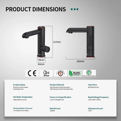 Electric Instant Heater Faucet Stainless Steel