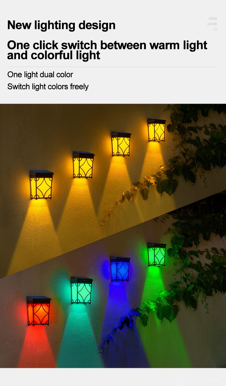 Vintage Solar Powered LED Wall Light Waterproof