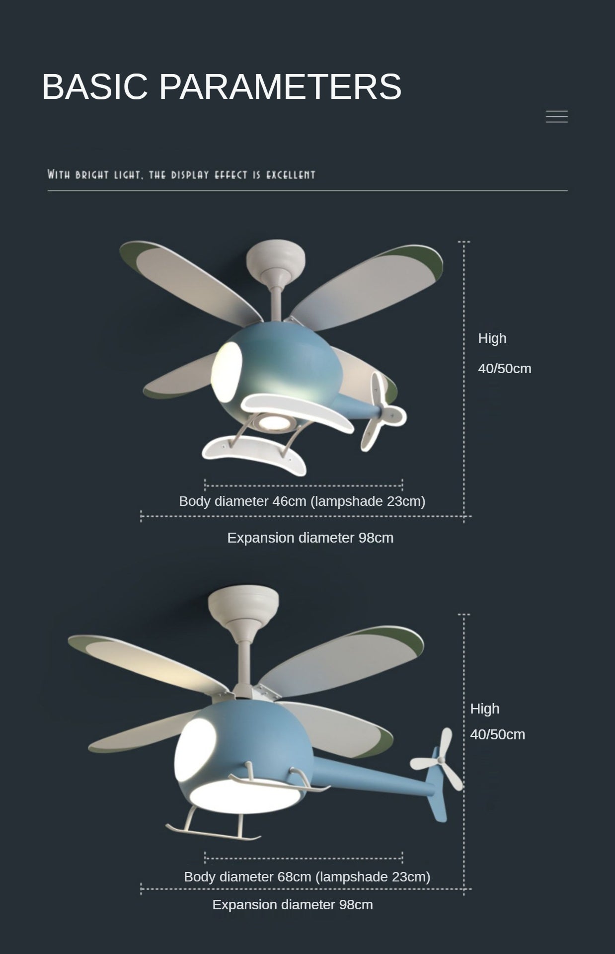 Children's Room Airplane Ceiling Fan Lights