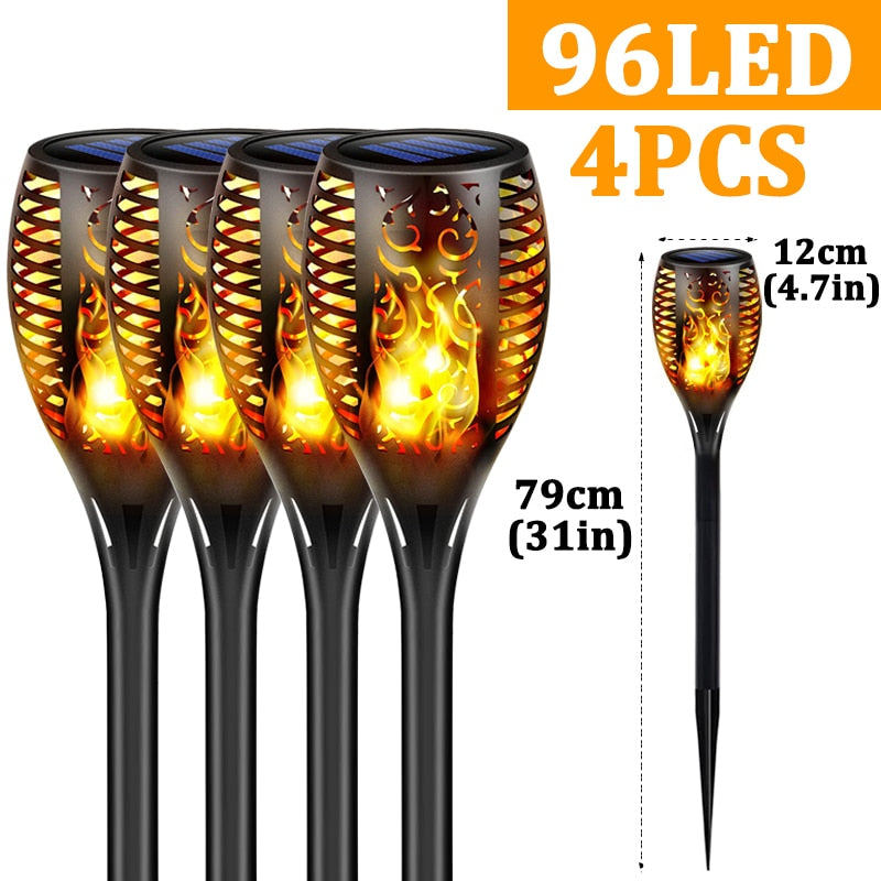 Outdoor Solar Powered Torch Lights Waterproof Garden Patio Flickering Dancing Flame Lamp