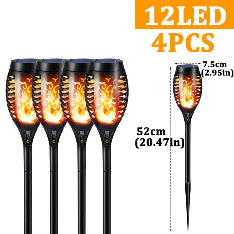 Outdoor Solar Powered Torch Lights Waterproof Garden Patio Flickering Dancing Flame Lamp