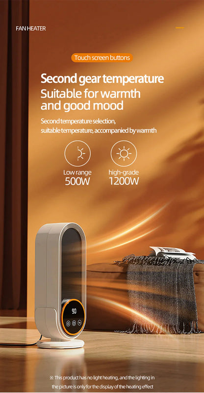 Fan Heater Portable 1200W Touch Screen With Remote Control and Timing