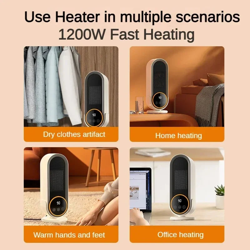 Fan Heater Portable 1200W Touch Screen With Remote Control and Timing