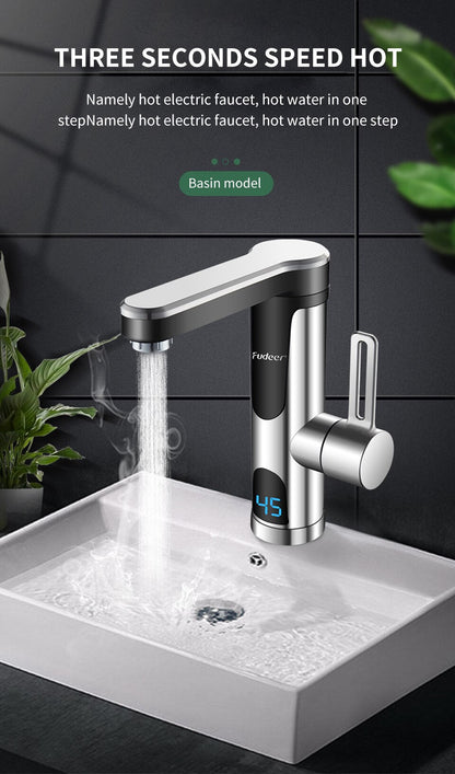 Instant Water Heater Faucet for Basin Tap 220V 3400W Tankless LCD Display