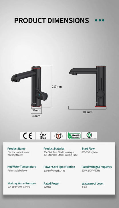 Electric Instant Heater Faucet Stainless Steel