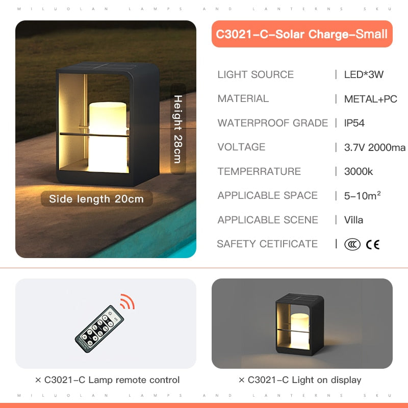 Garden Pathway Solar Led Light Lawn Lamps Waterproof Auto On/off