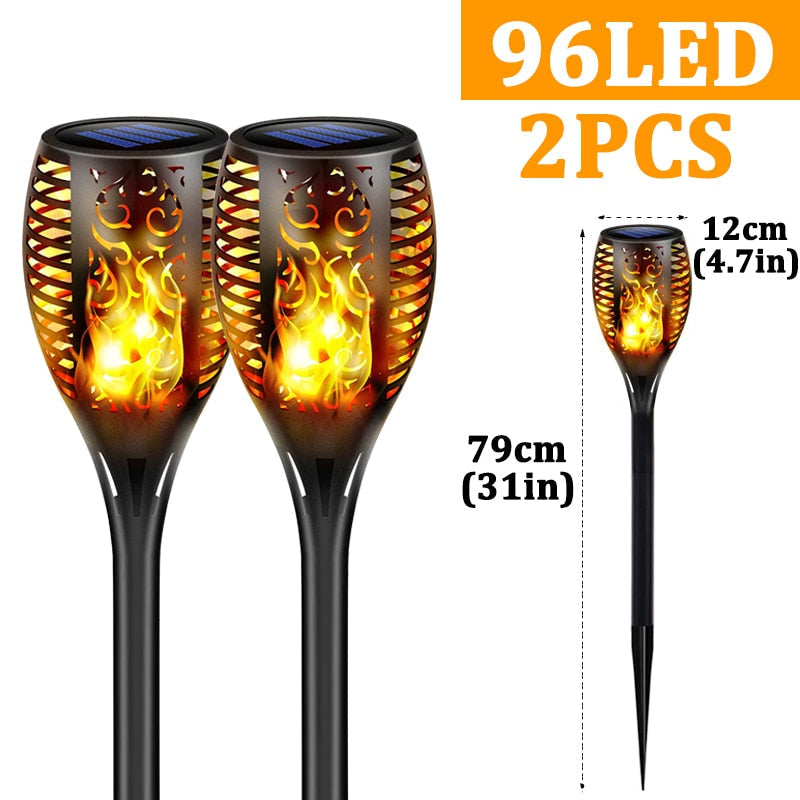 Outdoor Solar Powered Torch Lights Waterproof Garden Patio Flickering Dancing Flame Lamp