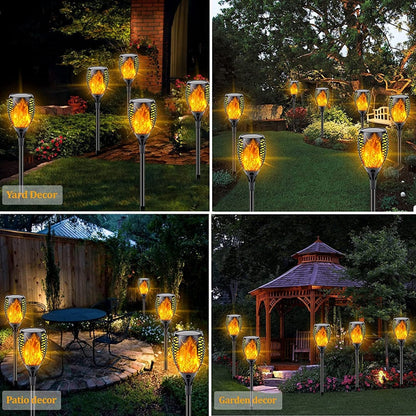 Outdoor Solar Powered Torch Lights Waterproof Garden Patio Flickering Dancing Flame Lamp