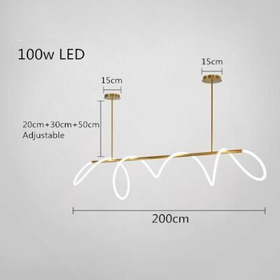 Modern Golden Led Chandelier Shiny Line