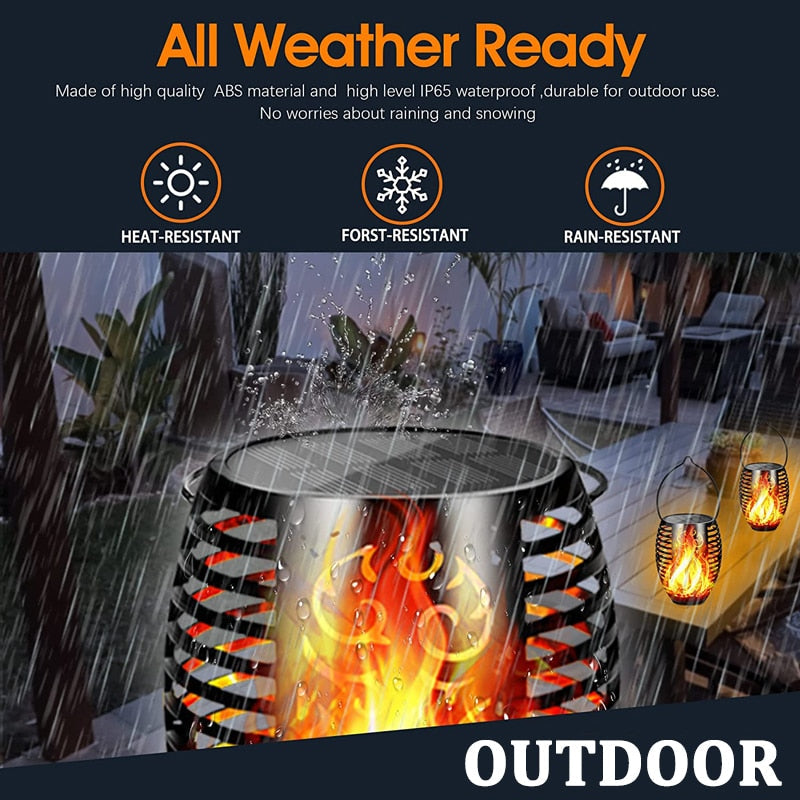 Outdoor Solar Powered Torch Lights Waterproof Garden Patio Flickering Dancing Flame Lamp
