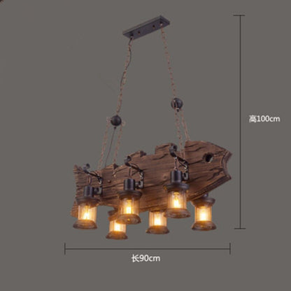 Antique Industrial Retro Wood LED Ceiling Chandelier