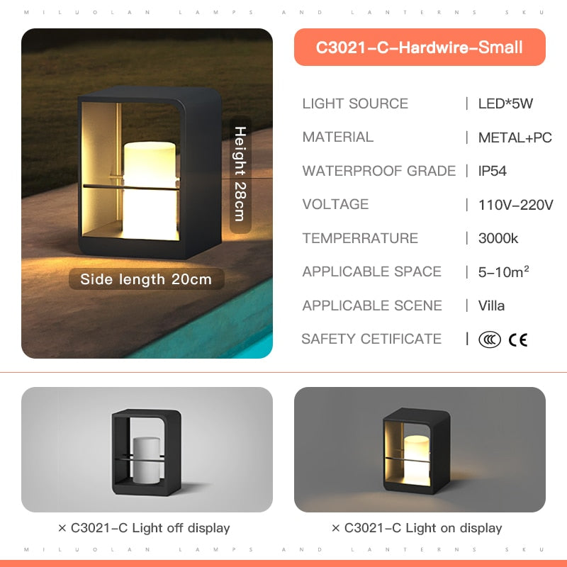 Garden Pathway Solar Led Light Lawn Lamps Waterproof Auto On/off