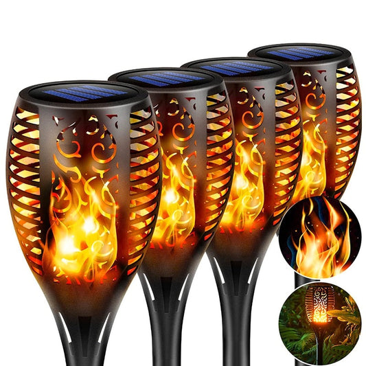 Outdoor Solar Powered Torch Lights Waterproof Garden Patio Flickering Dancing Flame Lamp