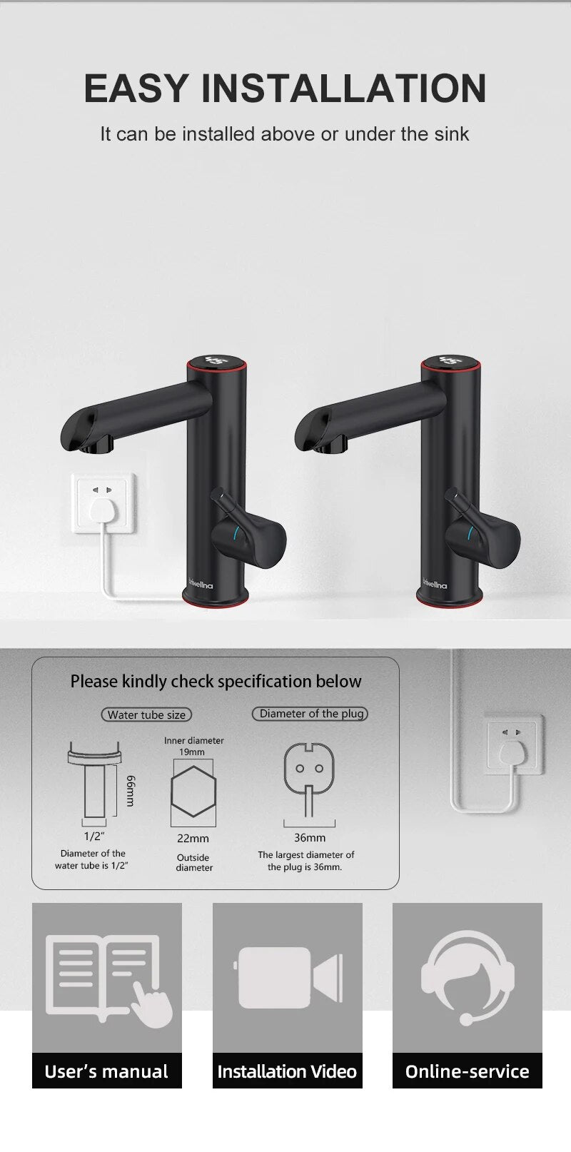 Electric Instant Heater Faucet Stainless Steel