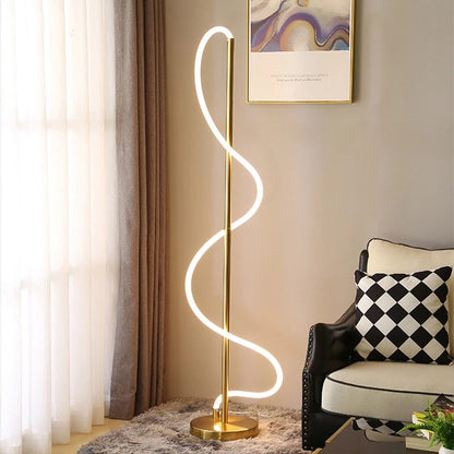 Modern Golden Led Chandelier Shiny Line