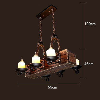 Antique Industrial Retro Wood LED Ceiling Chandelier