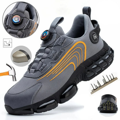 New Indestructible Rotating Button Work Sneakers Safety Shoes