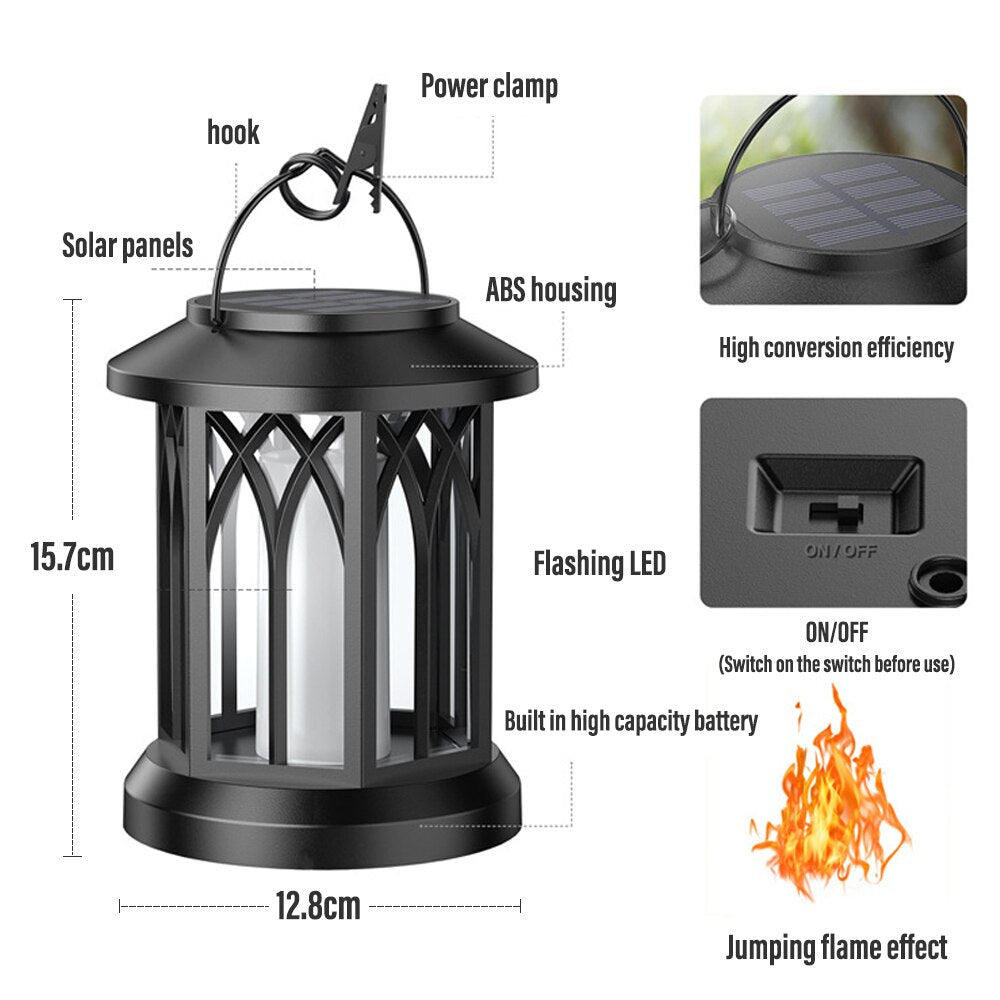LED Solar Energy Flame Simulation Lamp with Clip Waterproof