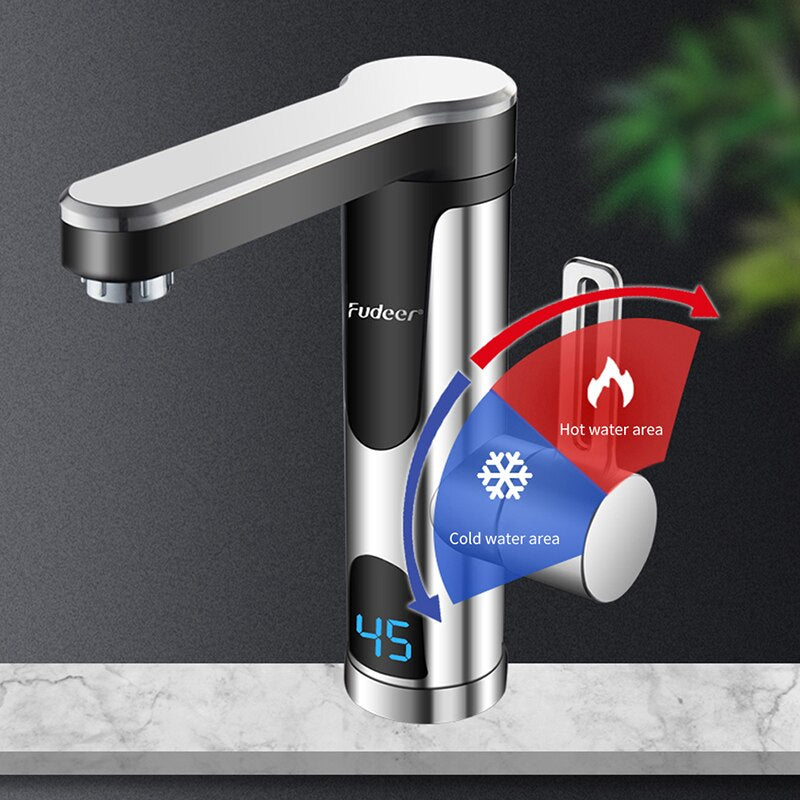 Instant Water Heater Faucet for Basin Tap 220V 3400W Tankless LCD Display