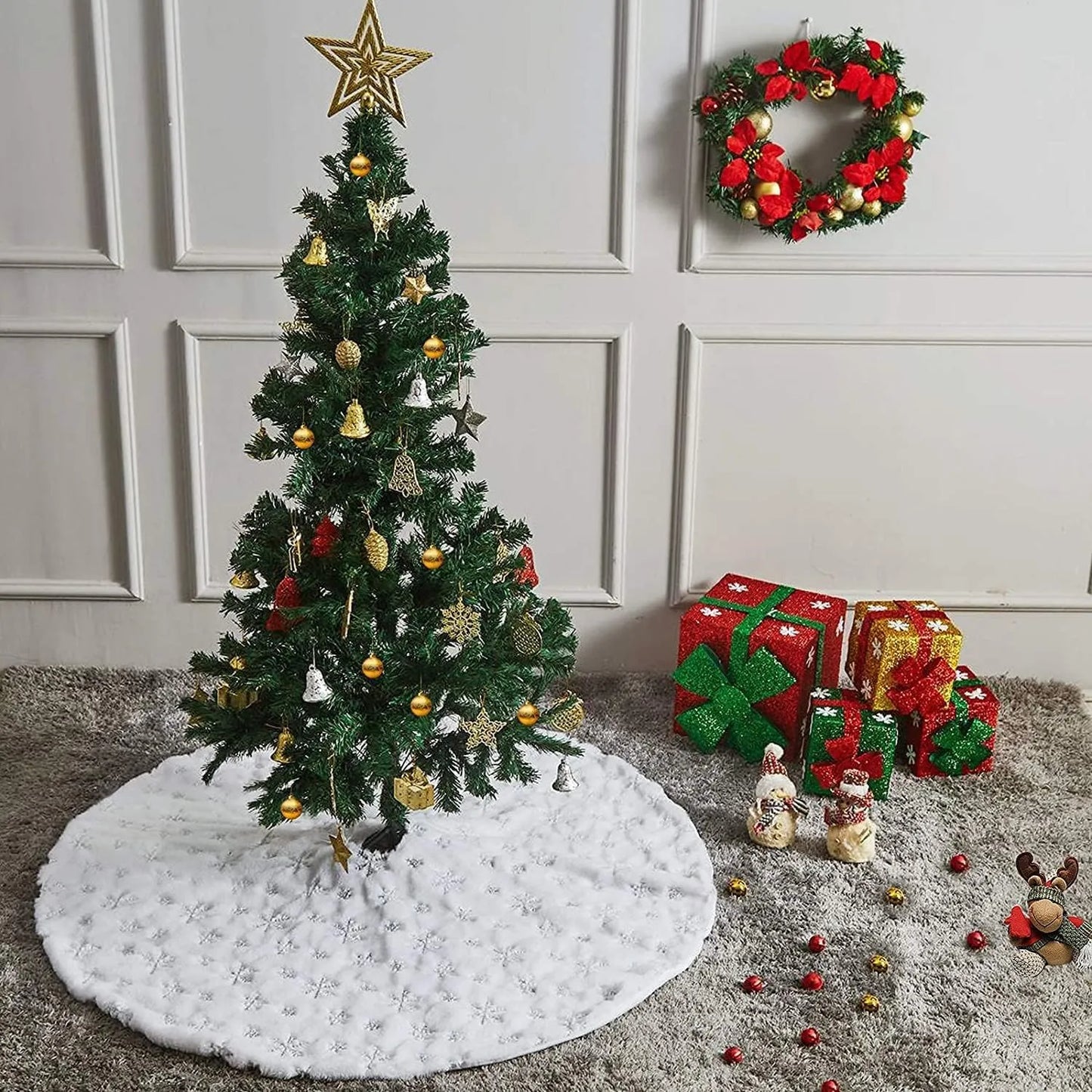 Christmas Tree Skirt White Snowflake 78/90/122 CM