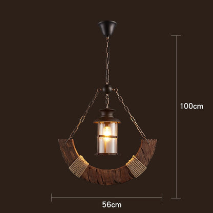 Antique Industrial Retro Wood LED Ceiling Chandelier