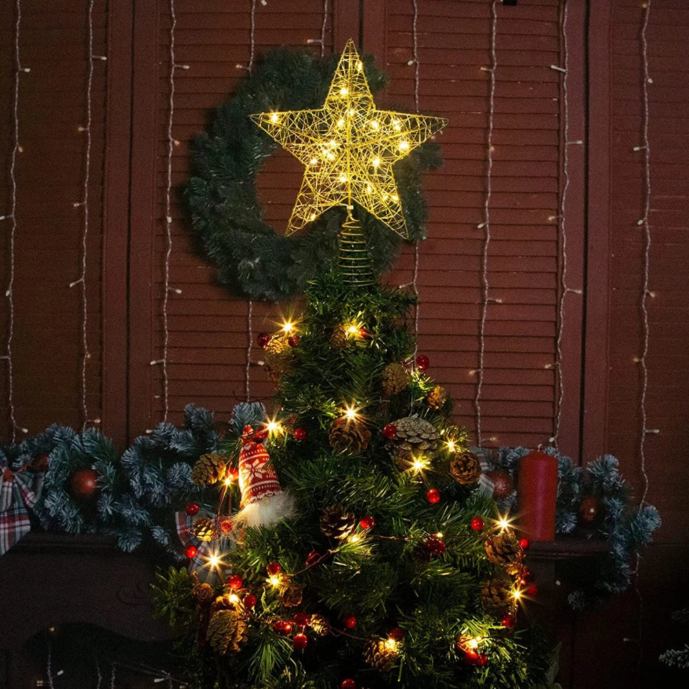 Gold Glitter Christmas Tree Topper Iron Star
