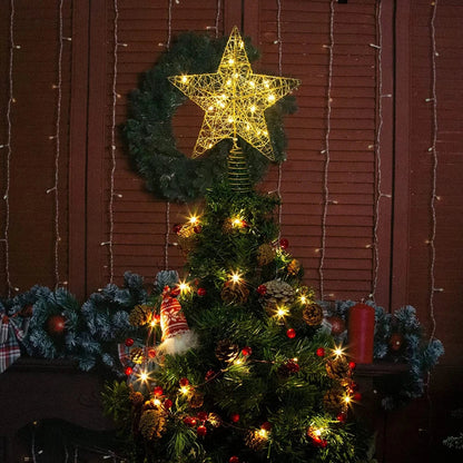 Gold Glitter Christmas Tree Topper Iron Star