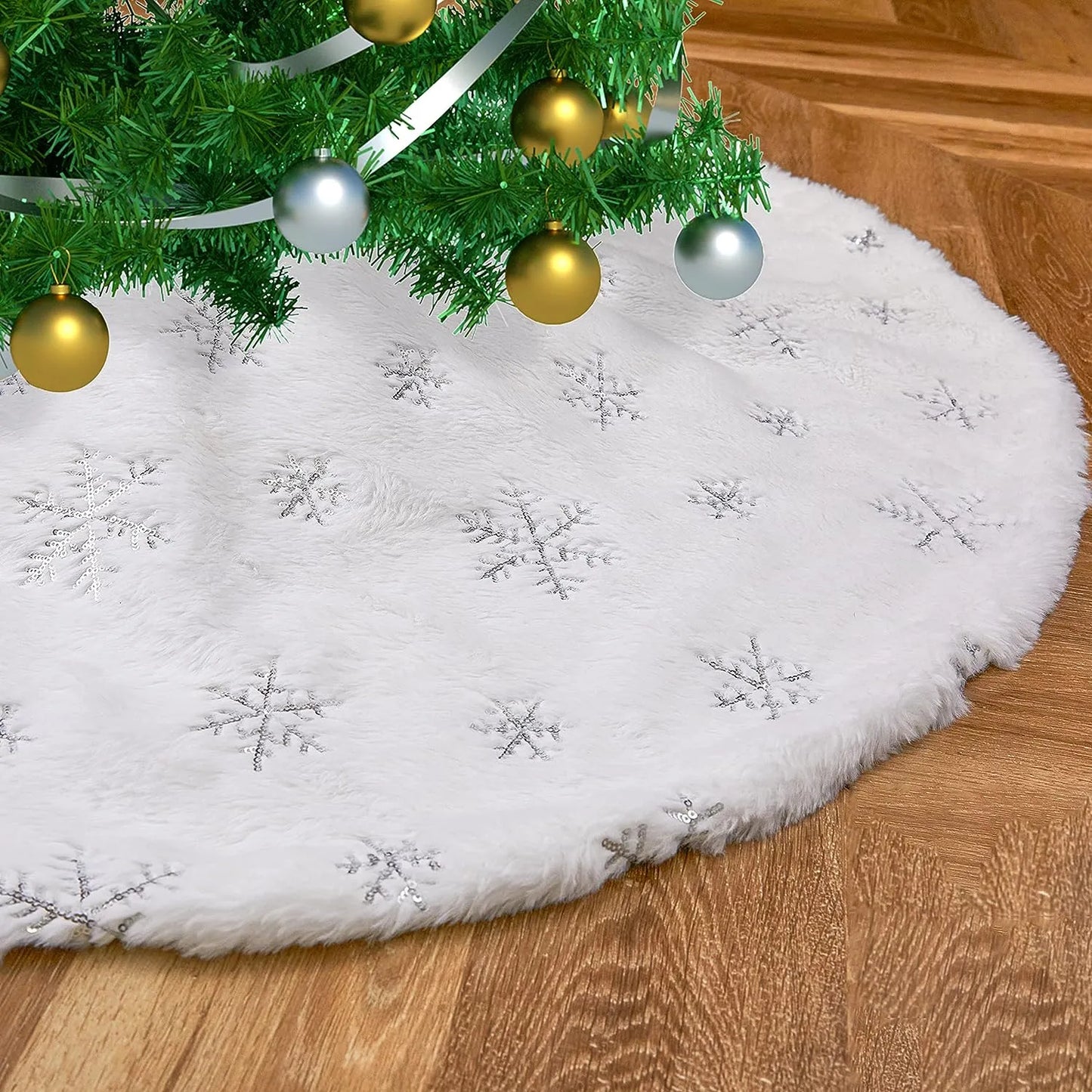 Christmas Tree Skirt White Snowflake 78/90/122 CM