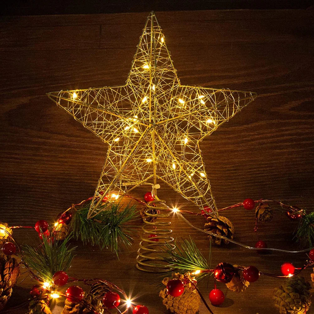 Gold Glitter Christmas Tree Topper Iron Star