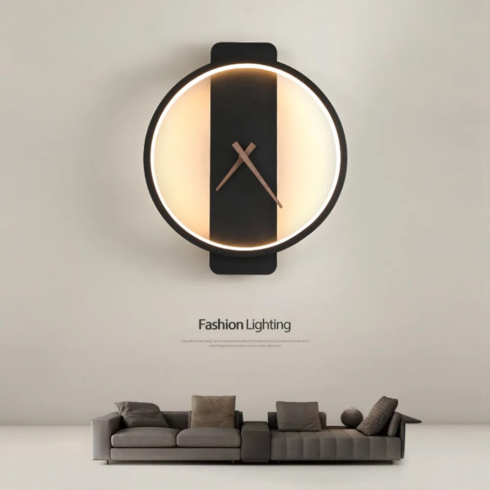 LED Clock Wall Lamp