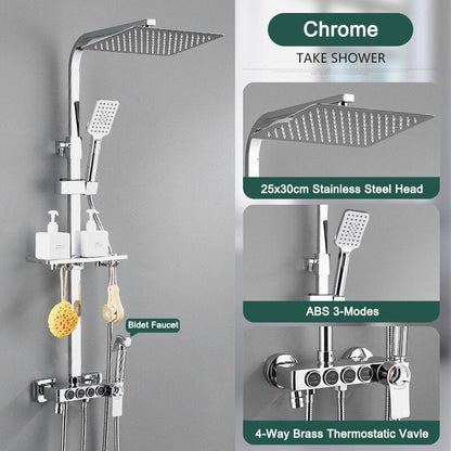 Thermostatic Digital Display Rain Shower Faucet Bidet Faucet Spout Faucet Bathroom Faucet Set