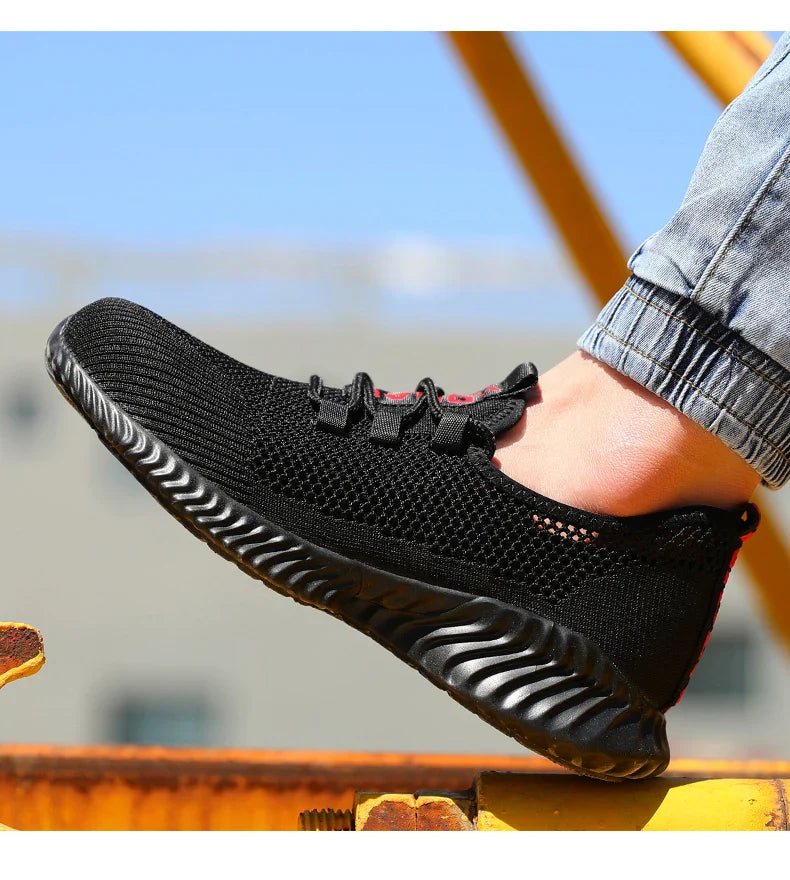 Breathable Work Sneakers Summer Safety Shoes Lightweight Steel Toe Puncture-Proof