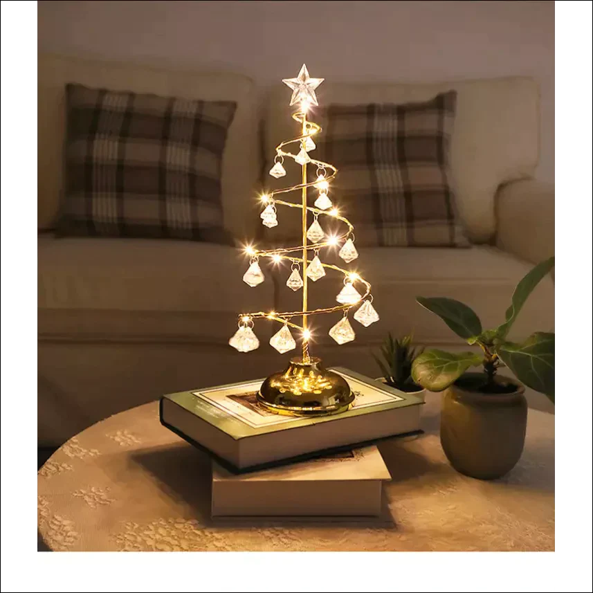 Gold Silver LED String Christmas Tree Table Lamp