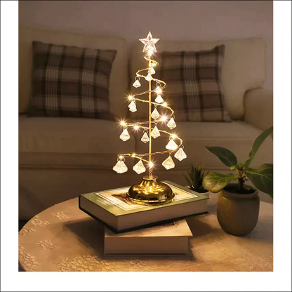 Gold Silver LED String Christmas Tree Table Lamp