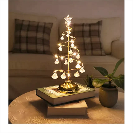 Gold Silver LED String Christmas Tree Table Lamp