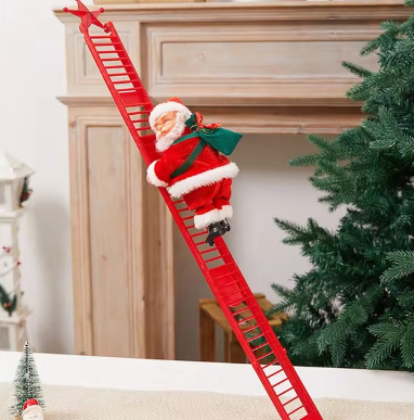 Animated Musical Climbing Santa Claus Decoration for Festive Christmas Holiday Fun