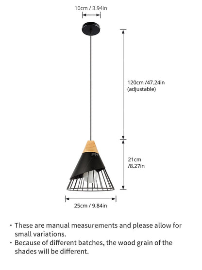 Wooden Base Iron Cage Hanging Nordic Lamp