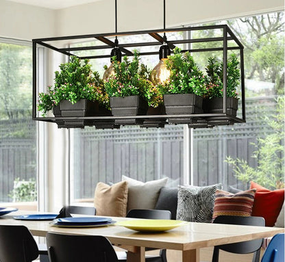 Metta - Wrought Iron Suspended Planter Lamp