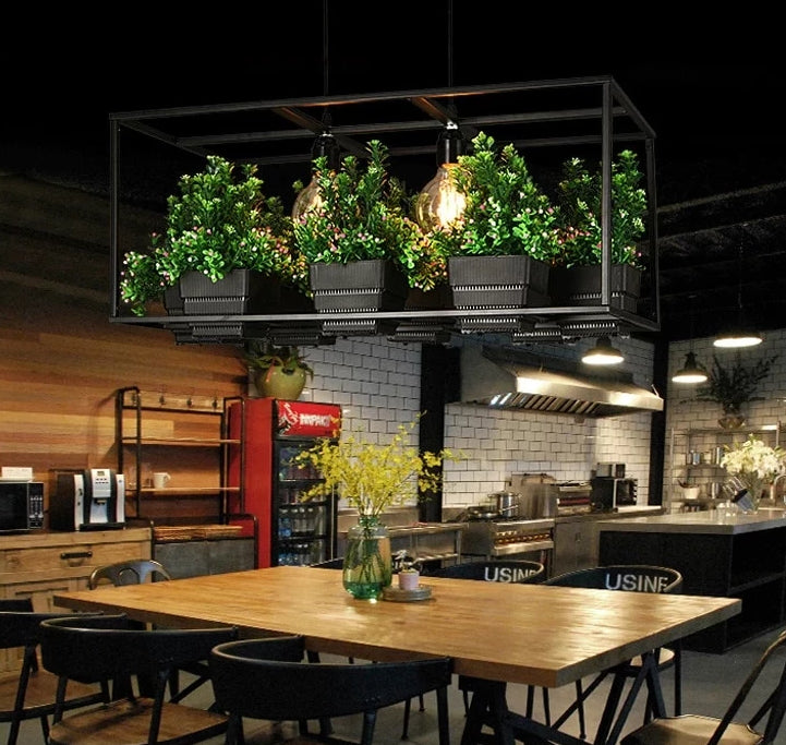 Metta - Wrought Iron Suspended Planter Lamp