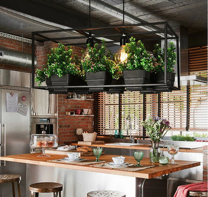 Metta - Wrought Iron Suspended Planter Lamp