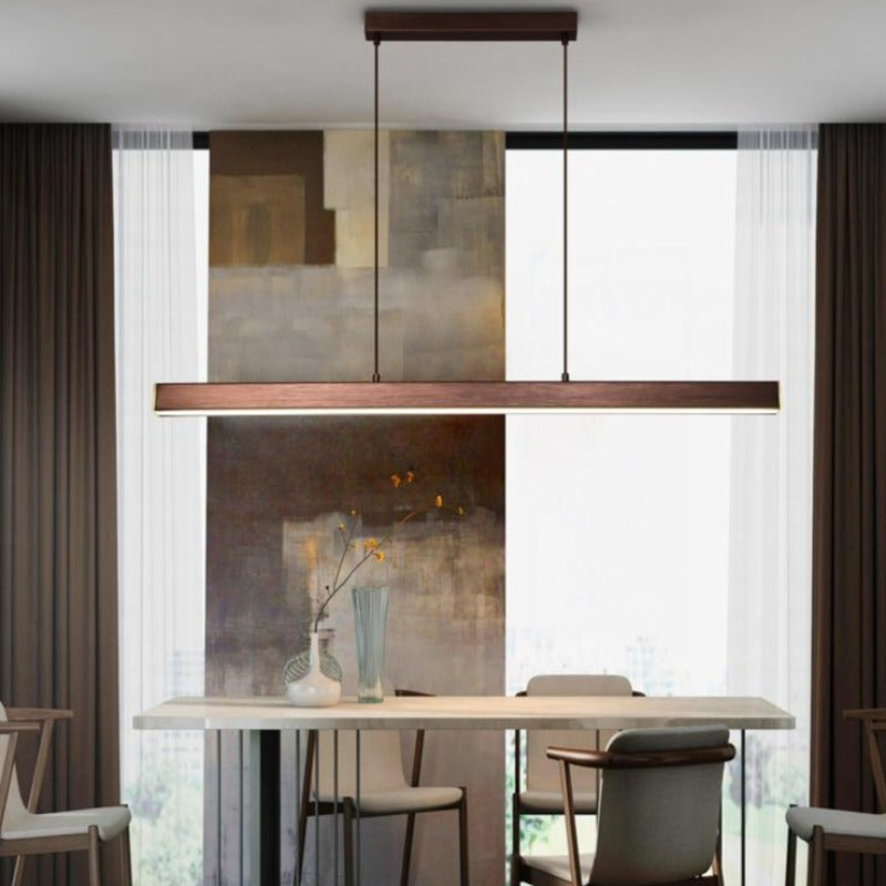 Modern Wood 31 1/2" to 59" Aluminium Polished Pendant Chandelier