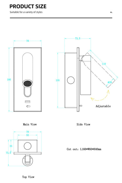 3W Rotating Bedroom Modern Wall Light - Sofrey Selects