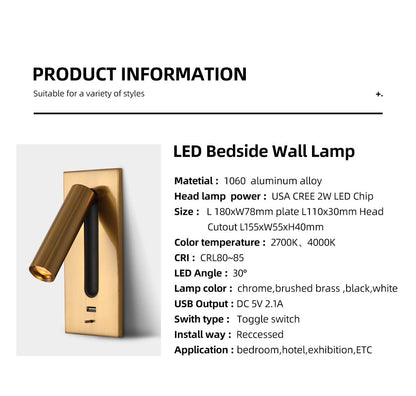 3W Rotating Bedroom Modern Wall Light - Sofrey Selects